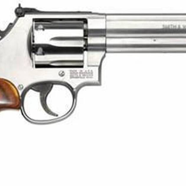 Smith & Wesson 686 Plus Deluxe, Revolver 357 Mag/38 Spec, 6" Barrel, Stainless Finish, Wood Grips, 7Rd, Adjustable Sights